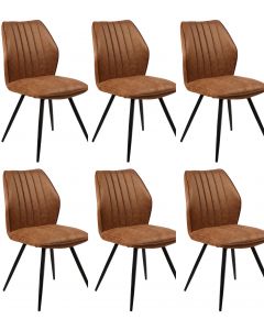 Eetkamerstoel Set van 6 stoelen S240 in whiskey microvezel stof whiskey 42x47 cm – stijlvol en praktisch