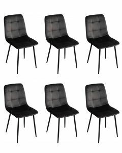 Eetkamerstoel Set van 6 stoelen S270 in grijze velvet stof Zwart 54x40 cm – stijlvol en praktisch
