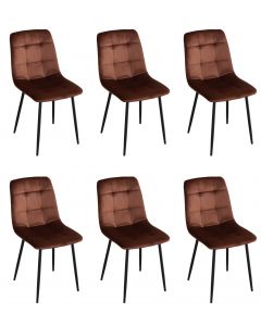 Eetkamerstoel Set van 6 stoelen S270 in copper velvet stof Zwart 54x40 cm – stijlvol en praktisch