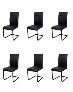 Eetkamerstoel Set van 6 stoelen S210 in zwart kunstleder Zwart 55x46 cm – stijlvol en praktisch
