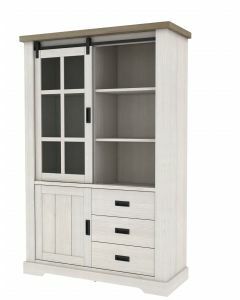 Landelijke Glaskast white wash Coventry 120 cm