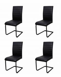 Eetkamerstoel Set van 4 stoelen S210 in zwart kunstleder Zwart 55x46 cm – stijlvol en praktisch