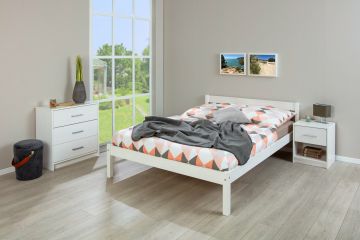 IL29040020 | Massief houten 2 persoons bed VILMAR 140x200 cm wit getint | Belfurn