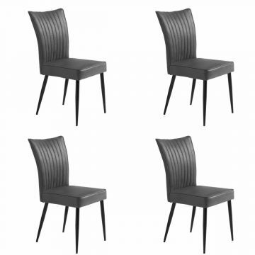 I02_PEDRO-grijs | Lot de 4 chaises de séjour Pedro en éco-cuir gris | Belfurn