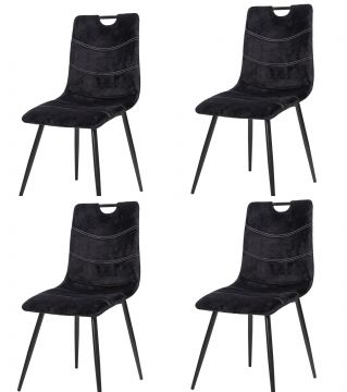 O01-4_x_stoel_S200-zw | Lot de 4 chaises S200 en velours noir | Belfurn