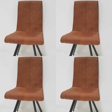 I02_HO-br_x_2 | Lot de 2 chaises de séjour Hoover en tissu microfibre cognac | Belfurn
