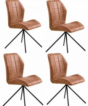 I02_PETRUS-br_x_4 | Lot de 4 chaises de séjour Petrus en éco-cuir brun | Belfurn