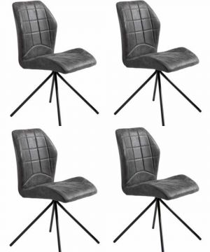I02_PETRUS-grijs_x_4 | Lot de 4 chaises de séjour Petrus en éco-cuir gris | Belfurn