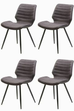 O01-4_x_stoel_S130 | Set van 4 stoelen elodie in grijze stof | Belfurn