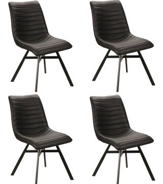 O01-4_x_stoel_S230-zw | Lot de 4 chaises S230 en eco cuir noir | Belfurn
