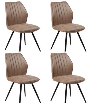 O01-4_x_stoel_S240-br | Lot de 4 chaises S240 en tissu microfibre brun | Belfurn
