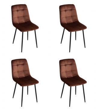 Eetkamerstoel Set van 4 stoelen S270 in copper velvet stof Zwart 54x40 cm – stijlvol en praktisch