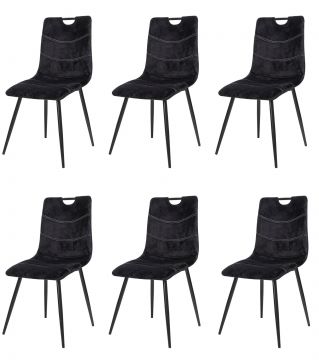 O01-6_x_stoel_S200-zw | lot de 6 chaises S200 en velours noir | Belfurn