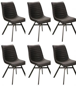 O01-6_x_stoel_S230-zw | Set van 6 stoelen S230 in zwart kunstleder | Belfurn