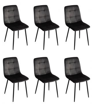 O01-6_x_stoel_S270-grijs | Set van 6 stoelen S270 in grijze velvet stof | Belfurn