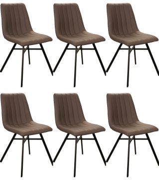 O01-6_x_stoel_S190_pu.cap | Set van 6 stoelen estherela in capucinno  kunstleder | Belfurn