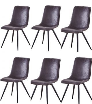 O01-6_x_stoel_S80 | Set van 6 stoelen S80 in bruine eco-leder | Belfurn