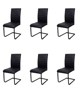 O01-6_x_stoel_S210 | Set van 6 stoelen S210 in zwart kunstleder | Belfurn