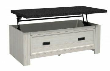I02_MICLCT-120 | Michigan table basse avec plateau relevant en décor de chêne blanc et marbre gris 60x120 cm | Belfurn
