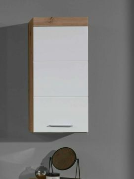 TE_139350107 | Badkamerkast hangkast 1 deur Amanda -front wit en kader eik-  melamine 37 x 77cm | Belfurn