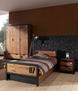 VI-AXCO09 | 4 delige slaapkamer ALEX set 2 zwart gelakt,  bruin getint in loftstijl | Belfurn