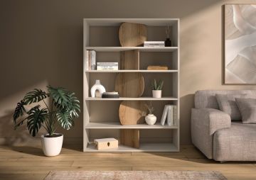 Bibliothèque Cairn Grège – 125 × 36 × 175 cm – décor grège