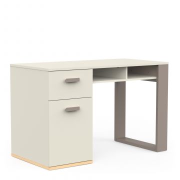 Bureau CAMILLIA met lade, deur en 2 open niches – Argile/Grijs/Eik