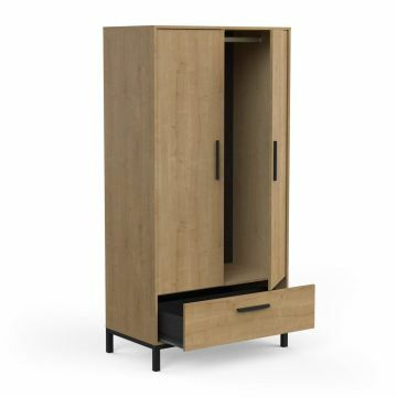 Kasten met draaideuren Craft Kledingkast 2 deuren en 1  lade Bruin 50x90 cm – stijlvol en praktisch