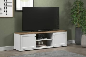 TE_221732007 | Magna - meuble tv 164x50x38cm en mélamine blanc et plateau chêne | Belfurn