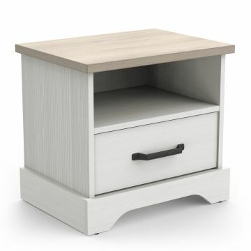 Nachtkastje Cottage nachtkast met 1 lade en 1 open vak - wit en eiken Wit / Eik met relief 3D sonoma 35x47 cm – stijlvol en praktisch