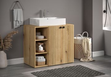 PureBliss – Onderkast met geïntegreerde wasbak klein in Evoke Eik – B/H/D: 90 x 79 x 53 cm