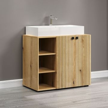 PureBliss – Onderkast met geïntegreerde wasbak groot in Evoke Eik – B/H/D: 90 x 79 x 53 cm