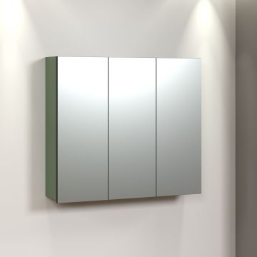 PureBliss – Badkamerspiegelkast 90cm in groen/zwart melamine – B/H/D: 90 x 80 x 20 cm