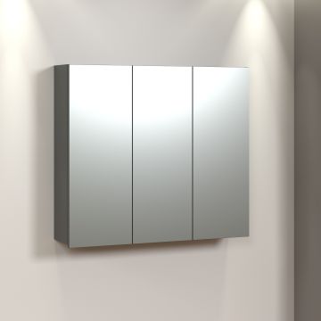 PureBliss – Armoire murale avec miroir en mélamine anthracite – L/H/P : 90 x 80 x 20 cm