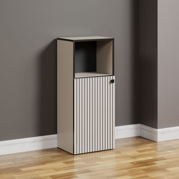 PureBliss – Meuble bas en mélamine gris kashmir clair/noir – L/H/P : 40 x 95 x 31 cm