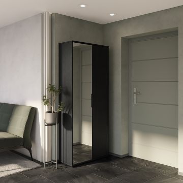 ARMOIRE A CHAUSSURES 2 PORTES/1 MIROIR "EBONY"