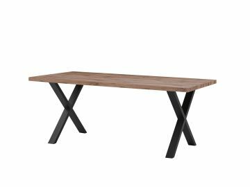 Eetkamertafel en stoelen Eetkamertafel 190x95cm elegant in canada eik decor met kruispoot in zwart metaal Bruin zwart 190x95 cm – stijlvol en praktisch