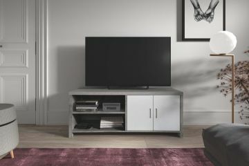 R05-2146-3 | Meuble tv DIXON  2  de 120cm en béton-blanc | Belfurn