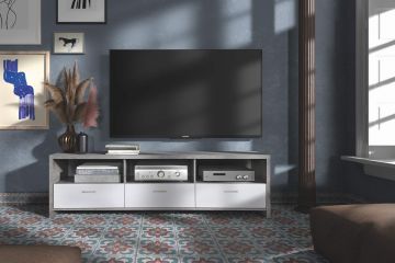 R05-2147-3 | Meuble tv DIXON 3 de 180cm en béton-blanc | Belfurn