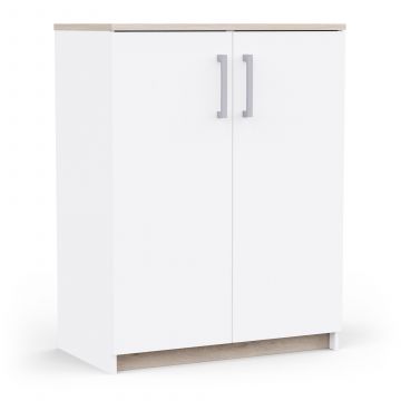 Opbergkast WATSON – 2 deuren – Wit mat / Eik Kronberg