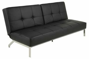 ACT- 0000051215 | Canapé-lit Randers simili cuir noir PU 200 avec dossier divisible | Belfurn