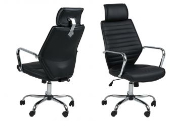 ACT- 0000094698 | Jorden chaise de bureau en imitation cuir noir | Belfurn