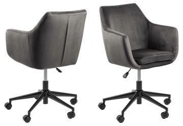 ACT- 0000082368 | Vernille chaise de bureau baquet en tissu velours VIC-28 gris foncé | Belfurn