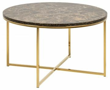ACT- 0000082640 | Juuso salontafel rond Ø:80 cm bovenblad met bruine marmerprint op goudkleurig frame | Belfurn