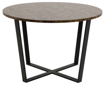 ACT- 0000084697 | Britta table de séjour ronde Ø:110 melamine imitation marbre brun -pied noir métal | Belfurn
