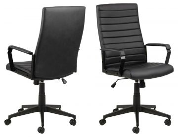 ACT- 0000090344 | Janne chaise de bureau en imitation cuir noir | Belfurn