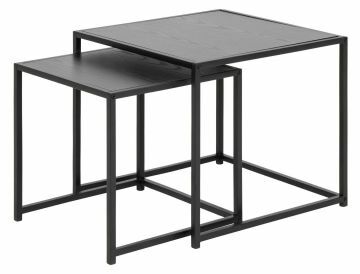 ACT- 0000091851-90955 | Matias lot de 2 tables d'appoint couleur noir - structure métal noir | Belfurn