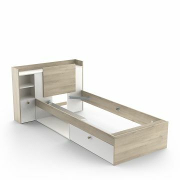 DE_ 385302 | Life - Cadre de lit avec tiroirs de rangement 90X190/200cm - mélamine blanc brun | Belfurn