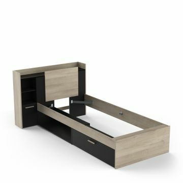 DE_ 385303 | Life - Cadre de lit avec tiroirs de rangement 90X190/200cm - mélamine noir brun | Belfurn