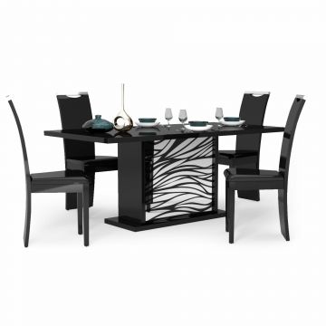 SCI_19SD2730 | Glossy zwart - eettafel met verlengblad 180-225cm in hoogglanslak | Belfurn